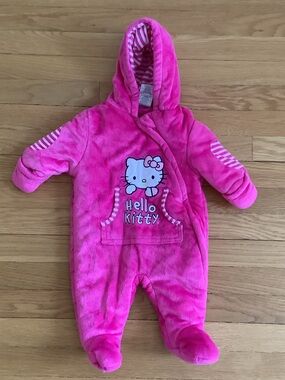 Hello Kitty Bright Pink Fleece Hooded Footed One-Piece
